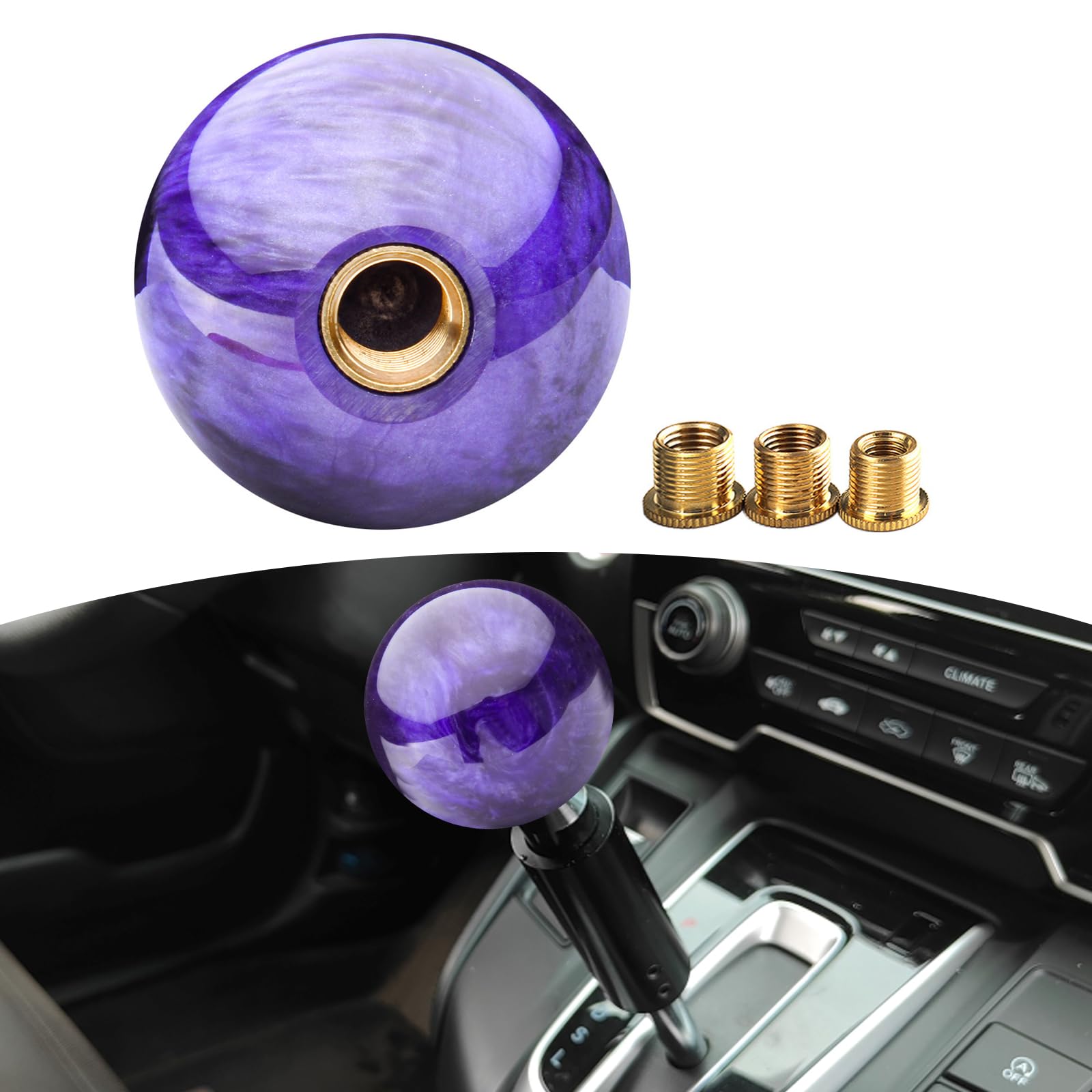 pinflaw 1 PC Automotive Modification Personalized Gearshift Head, Nebula Round Spherical Shift Knob, Automotive Manual or Electric Shift Knob,