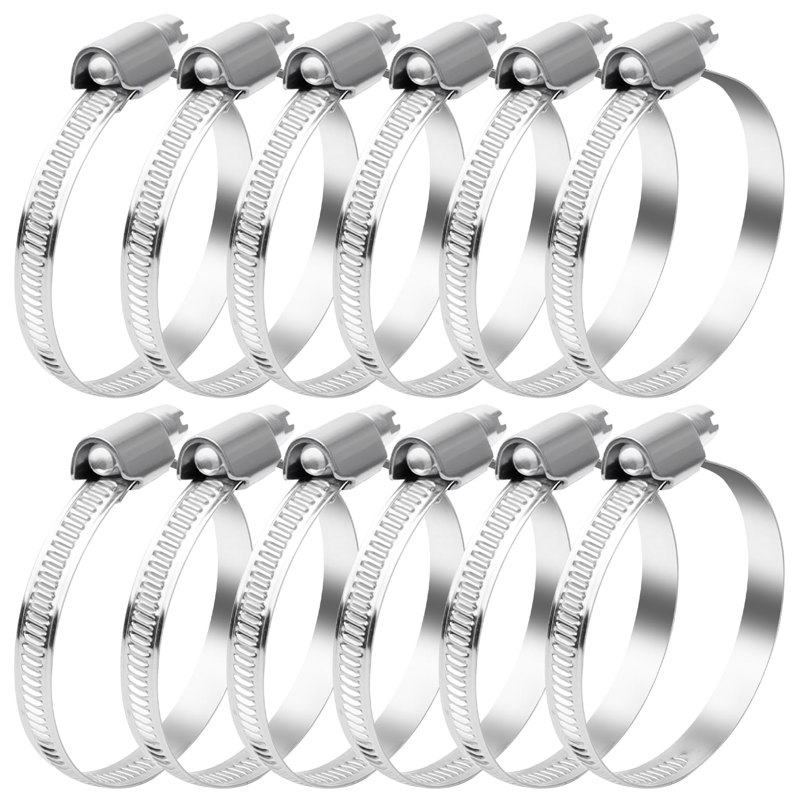YFLeomry 12 Pack Stainless Hose Clamps, Adjustable Hose Clips, Jubilee Clips 40-60mm for Securing Pipes, Vents, Drains, Exhaust and Water Systems