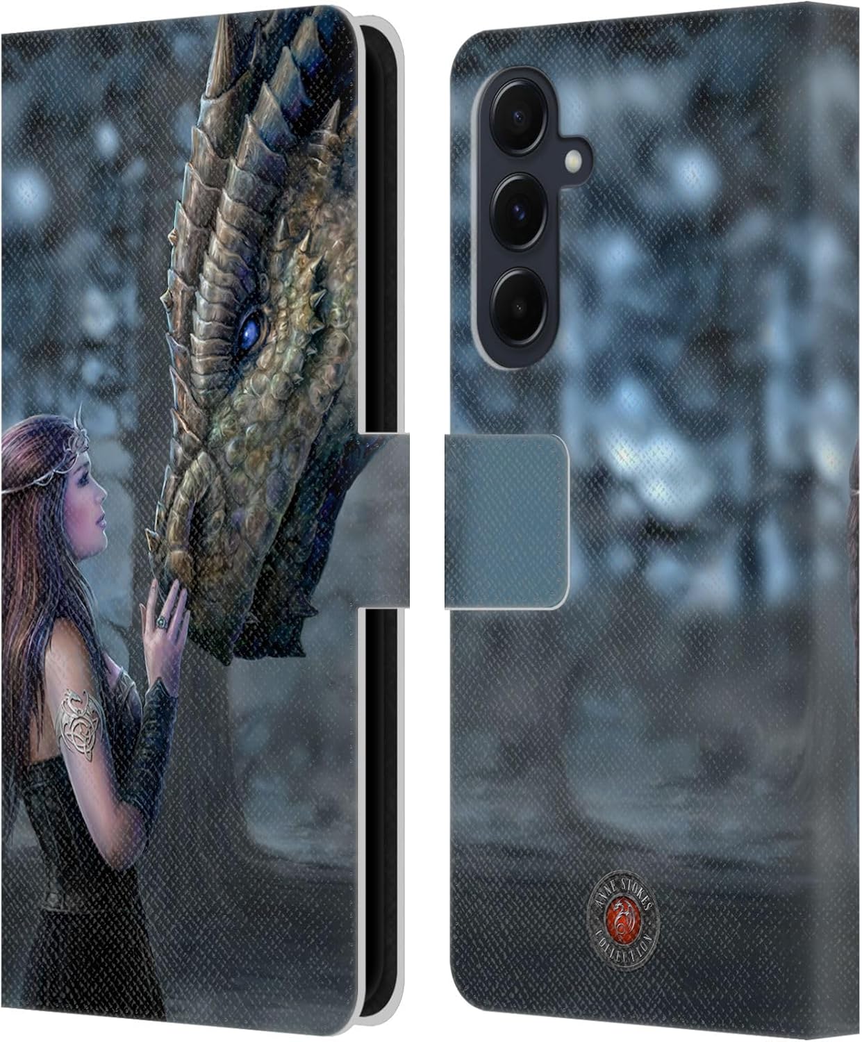 Head Case Designs Officially Licensed Anne Stokes Soul Mates Dragon Friendship Leather Wallet Case Compatible with Samsung Galaxy A55 5G