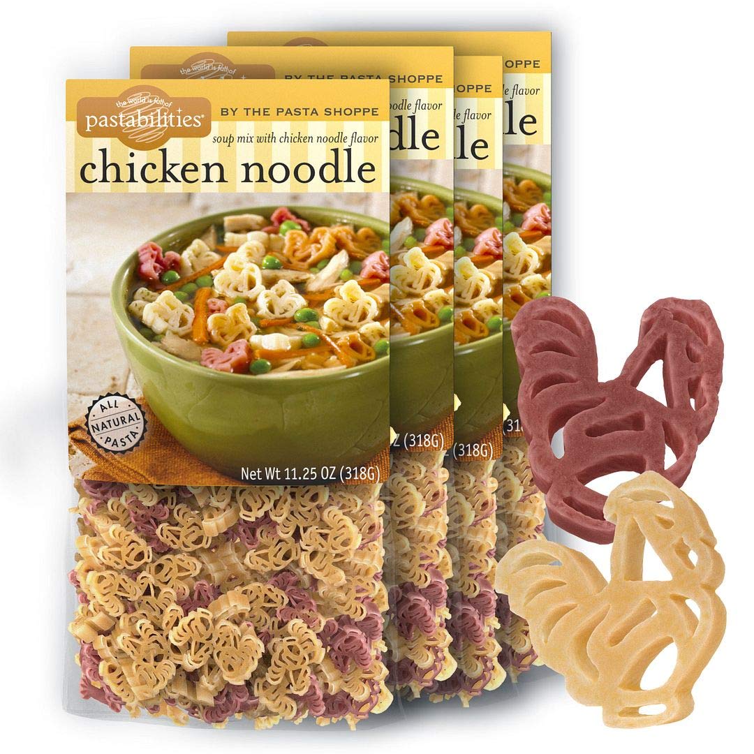 Fun Shaped Pasta for Kids - Chicken Shaped with Chicken Soup Mix - Animal Theme, Non-GMO Natural Wheat Pasta, All-Natural, Kosher Certified, Made in the USA, (4 Pack, 11.25 Oz)