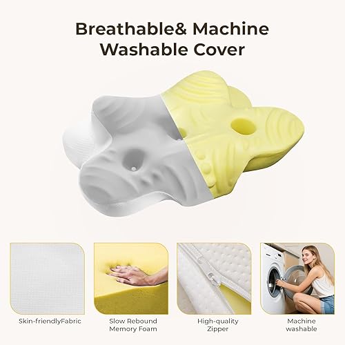 Miniatura 3 de Almohada cervical para cuello y hombro, almohadas ergonómicas de espuma viscoelástica para dormir, almohada de contorno de doble zona de alivio de