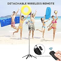 Vista 4 de MYBAT PRO - Trípode para selfie stick con control remoto, 4 en 1 extensible portátil Bluetooth Selfie Stick con luces y trípode para teléfono