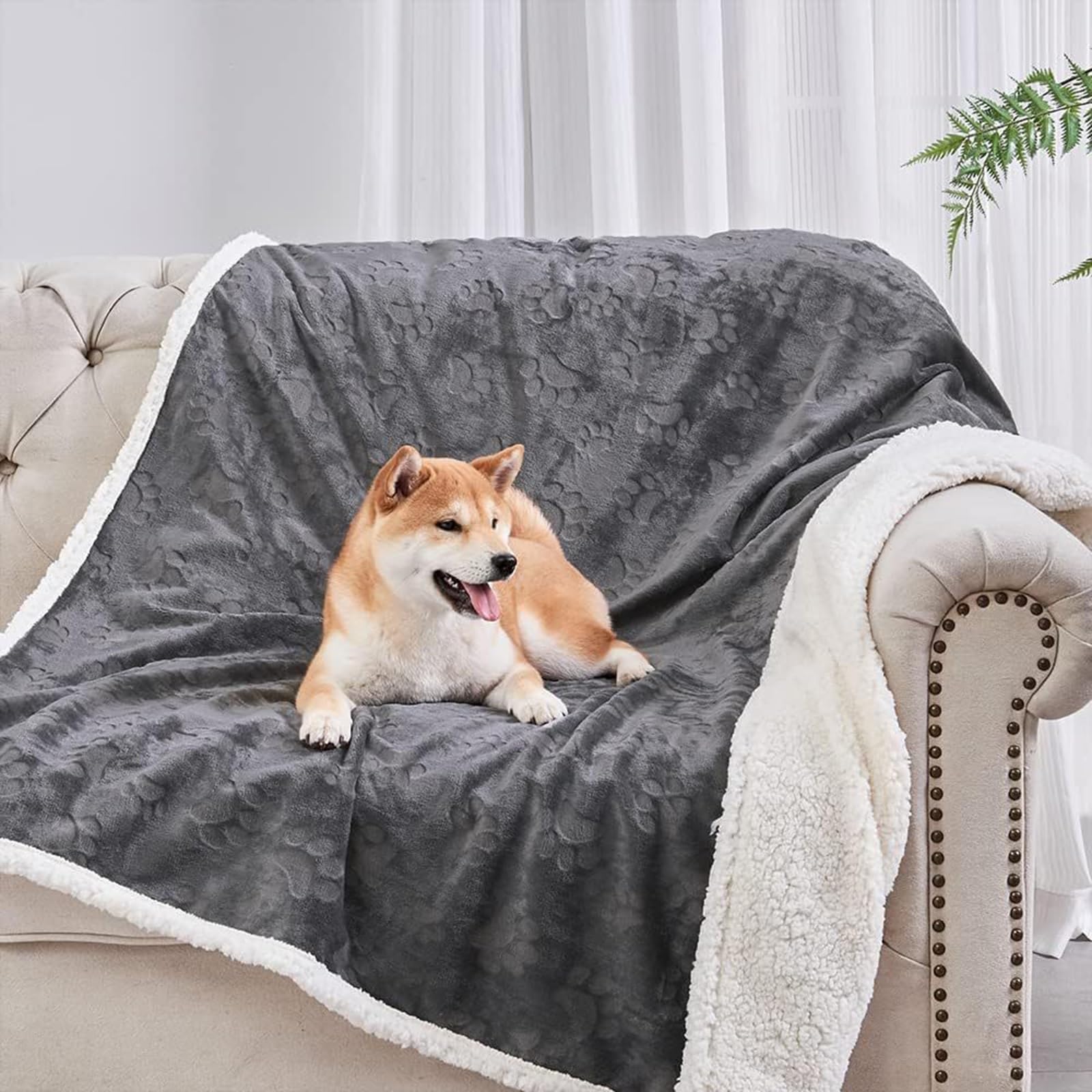 Couverture pour Chien Réversible Chien Hydrofuge Protection pour Canapé Lavable en Machine pour Chiens Et Chats (Color : Gray, Size : XL145*216CM/57 * 85IN)