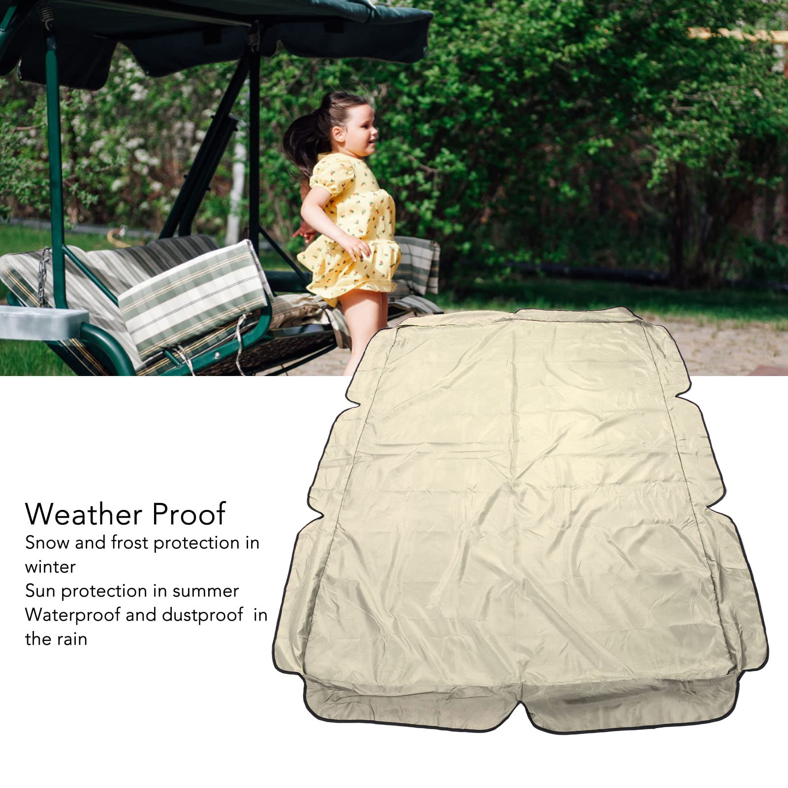 Reemplazo de Toldo Columpio, Tela Oxford Recubierta de Plata 600D, Toldo Columpio Impermeable, Cubierta Superior Abatible con Protección contra el Polvo y el Sol(C)