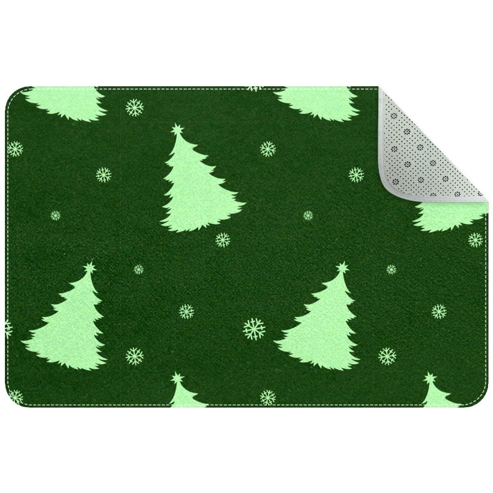 Paillasson de Noël vert avec sapins de pin tapis lavable en machine pour entrée