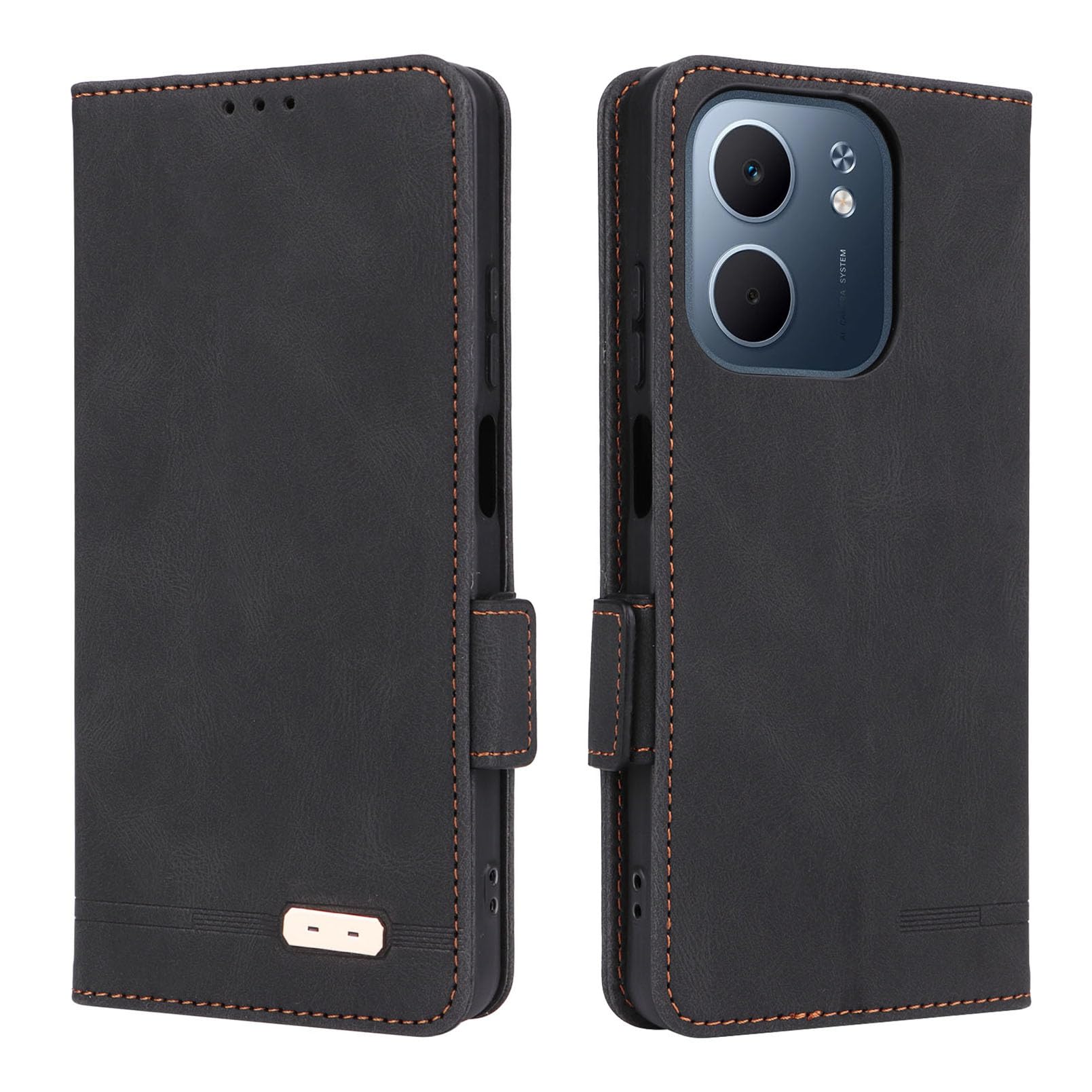 Case for Oppo A5X 5G/4G, TPU Leather Wallet Case, Shockproof Magnetic Protection Flip Case with Card Holder, Black