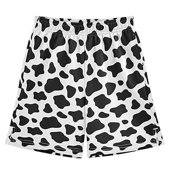 Amazon.com: ALAZA Black White Cow Print Boys Athletic Shorts