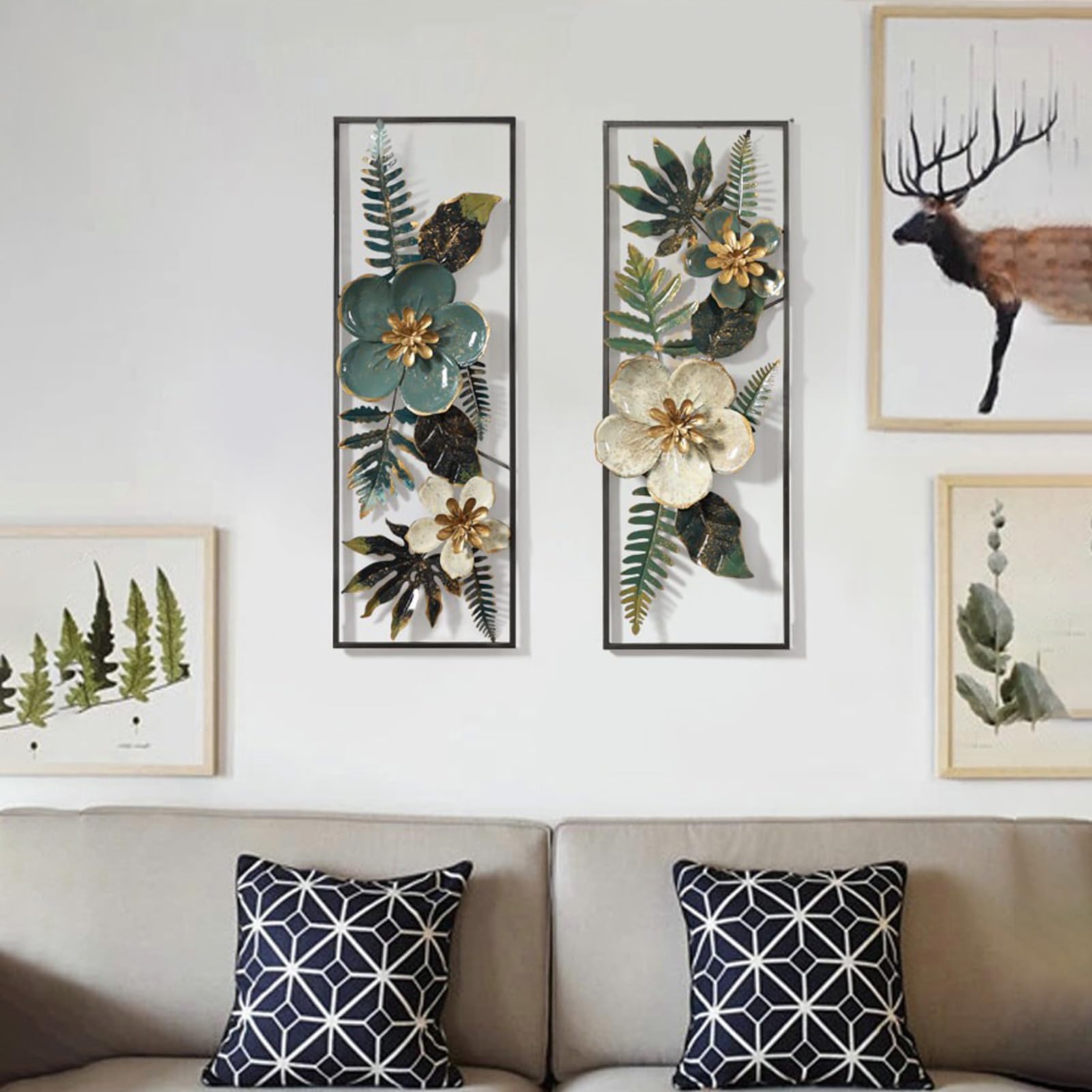 NNYCC Decoración de pared para salón Arte de pared de metal de lujo | para pasillos y escaleras Escultura pared hecha a mano y pintada a mano Añade un toque lujo discreto tu hogar,89cm