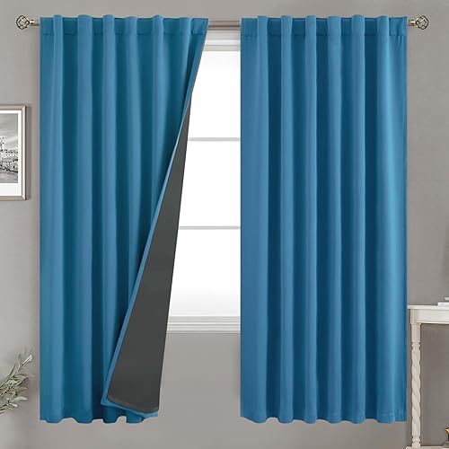 Miniatura 1 de BGment Cortinas 100% opacas de 72 pulgadas para dormitorio, bolsillo para barra y pestaña trasera, doble capa, oscurecimiento de la habitación,