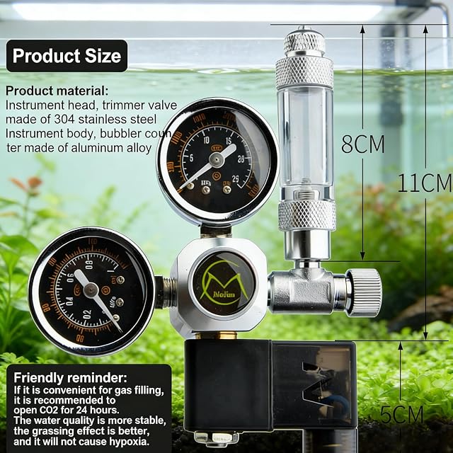 Foto 4 de 6 de sofymoor Co2 Acuario,Regulador De Co2 para Acuario, Doble Manómetro con Electroválvula