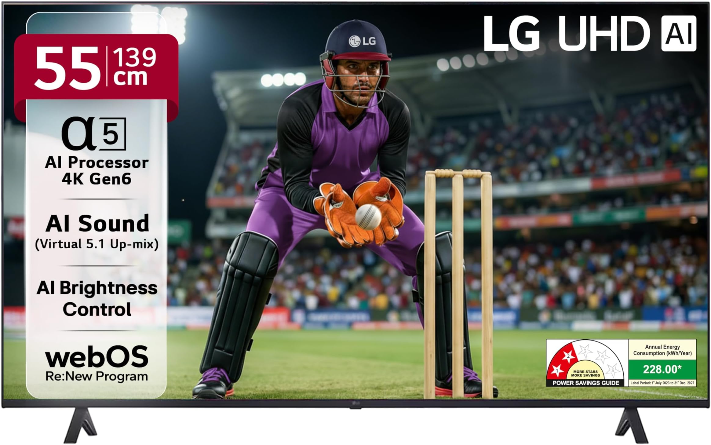 LG 139 cm (55 Inches) UR7500 AI Series 4K Ultra HD (3840 x 2160) Smart webOS LED TV 55UR7500PSC