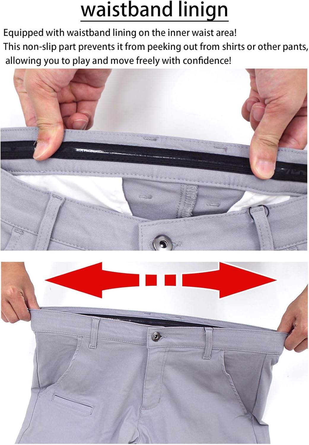 Mens Golf Pants Stretch Skinny Slim Fit Golf Wear 5 Pockets Slit Bottoms - Image 4