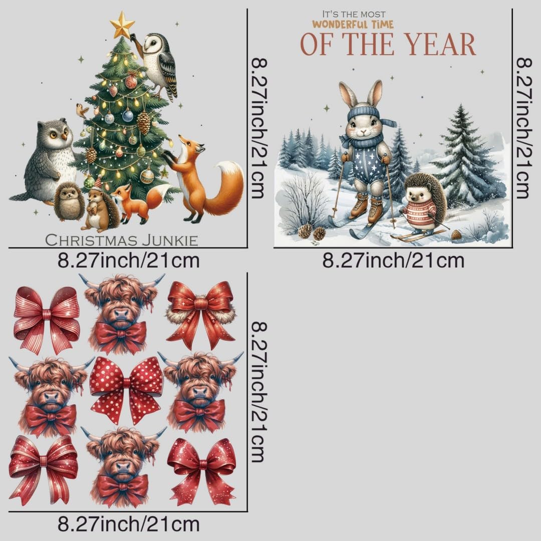 Funny Christmas Sublimation Iron Transfer Patch Heat Transfer Sticker Vinyl Design Iron Applique T-Shirt Clothing DIY Craft Applique Clothing Decoration (P3)