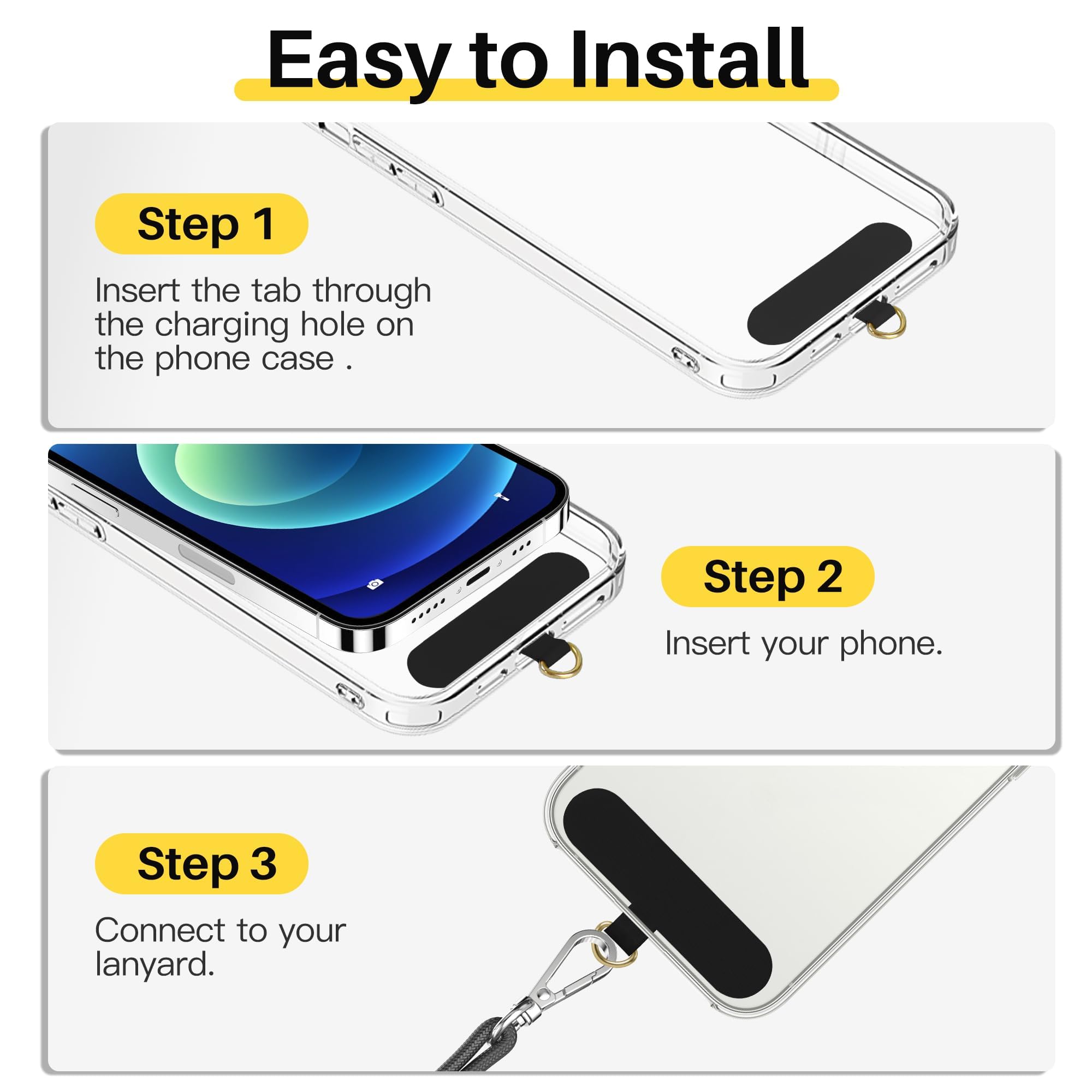 Anchor Cell Phone Case 10Pcs Phone Tether Tab Universal Cell Phone Lanyard  Patch Without Adhesive For Most Smartphones Preventing Dropping Black Phone  Chain