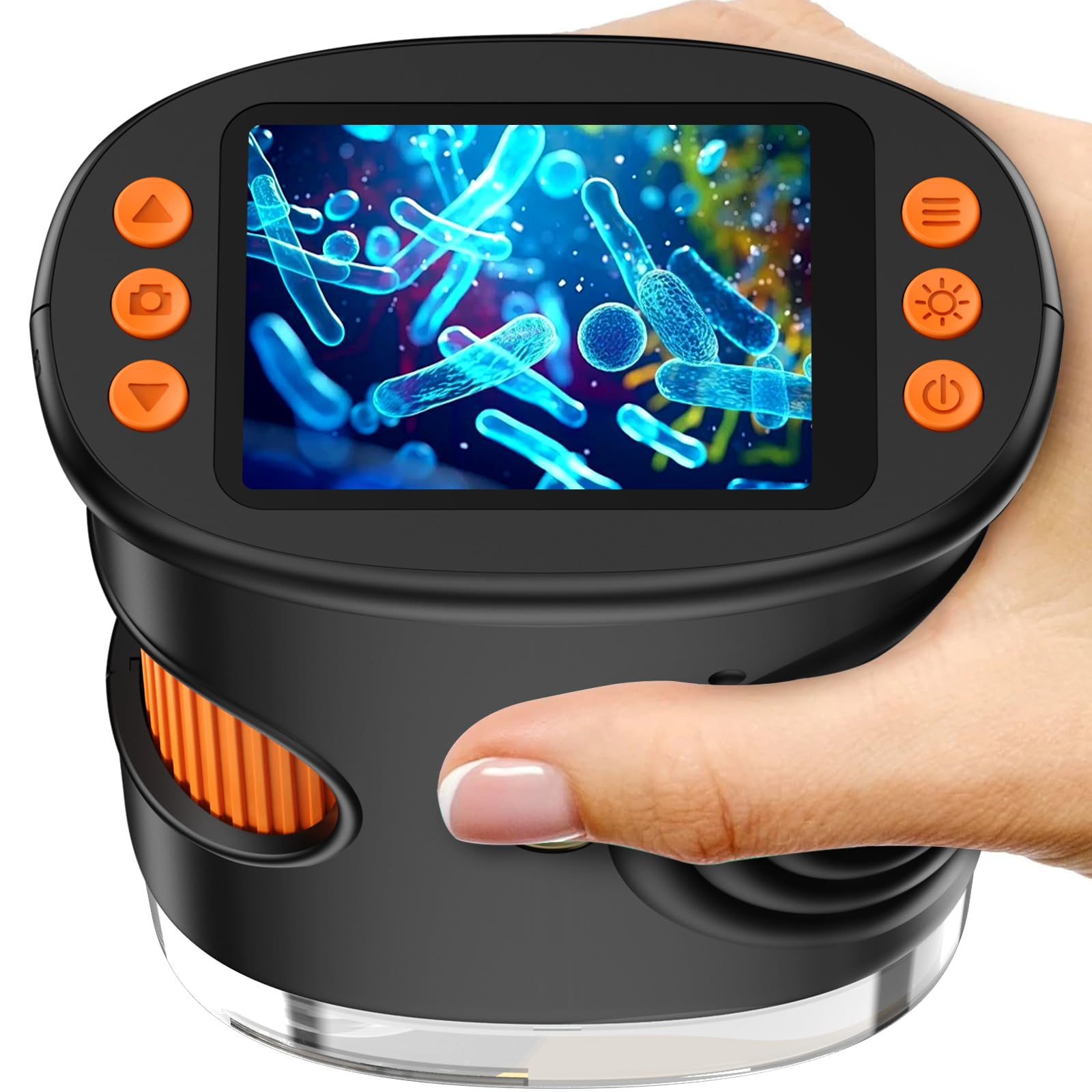 Ashfly 1080P HD 2.0 Inch Kids Digital Microscope, Pocket Microscope, Microscope with LED Microscope Lights, PC Connection, Mini Outdoor Microscope, Gift for 4-12 Years-Black