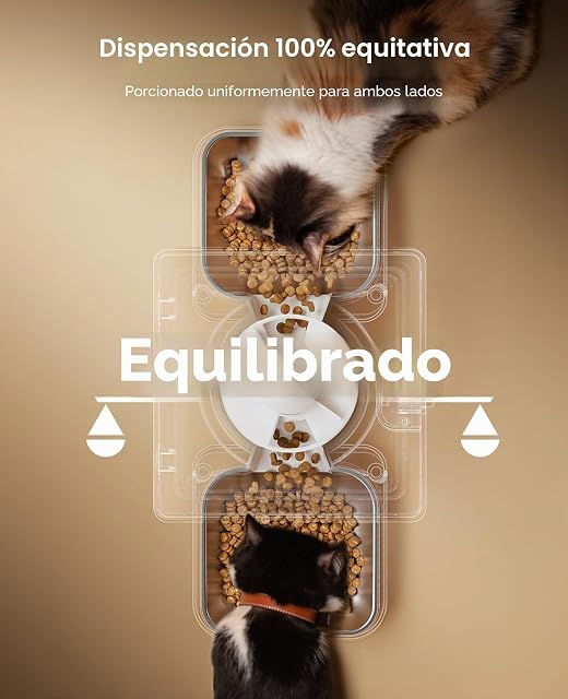 Foto 3 de 8 de oneisall Comedero automático para 2 Gatos, 20 Tazas/5 l, dispensador automático de Comida Seca (Blanco)