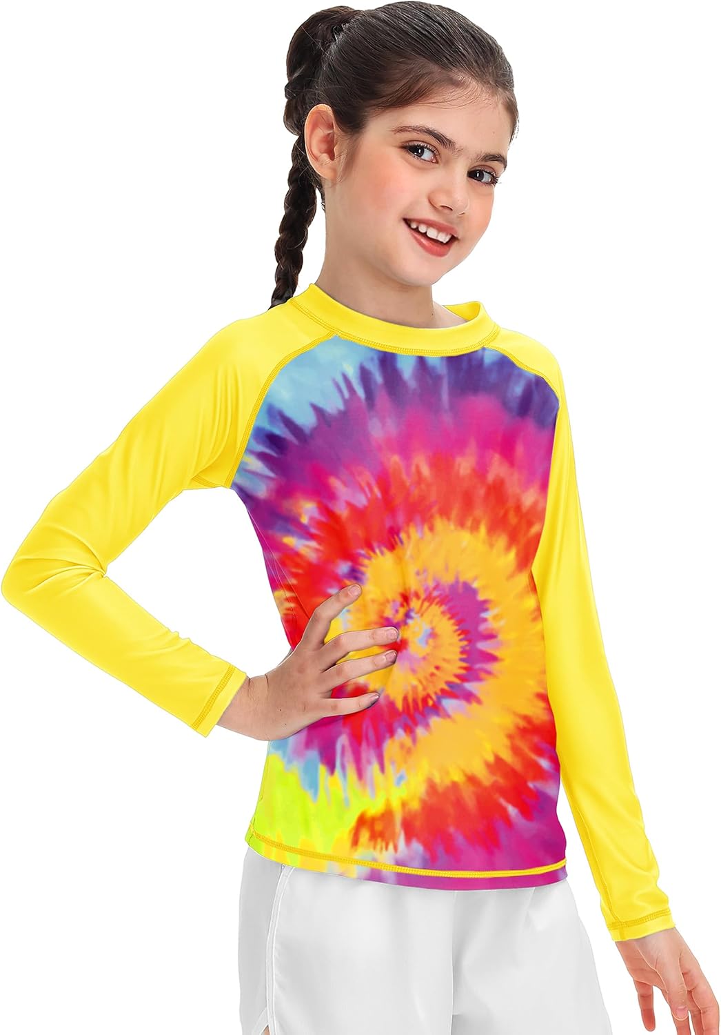 Remimi Unisex Kids Rash Guard Long Sleeve SPF 50+ Tie Dye Sun Shirt 3-12 Years