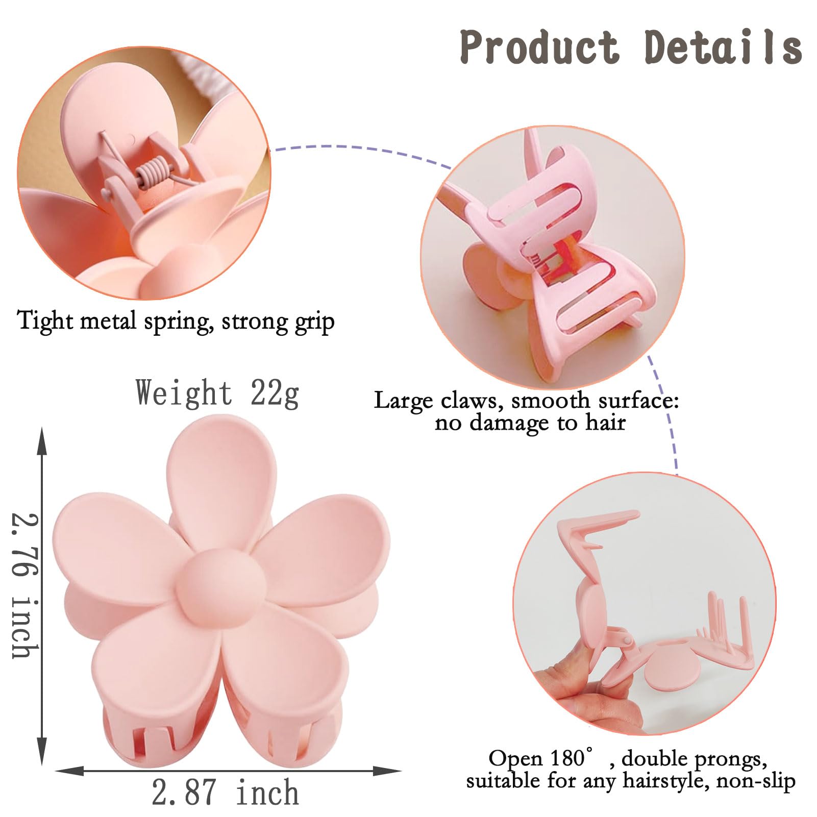 BAISEN 6 pcs Color Flower Hair Clips,3.14″ Large Hawaiian Flower Claw Clip for Women Thin Thick Curly Hair,Strong Non-slip - Image 4