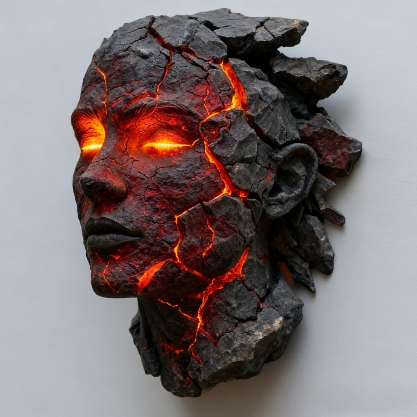 3D Gothic Cracked Soul Wall Light, LED Lava Crack Pattern Resin Art Sconce, Battery Powered Decorative Lamp for Halloween, Bedroom, Living Room (BB)
