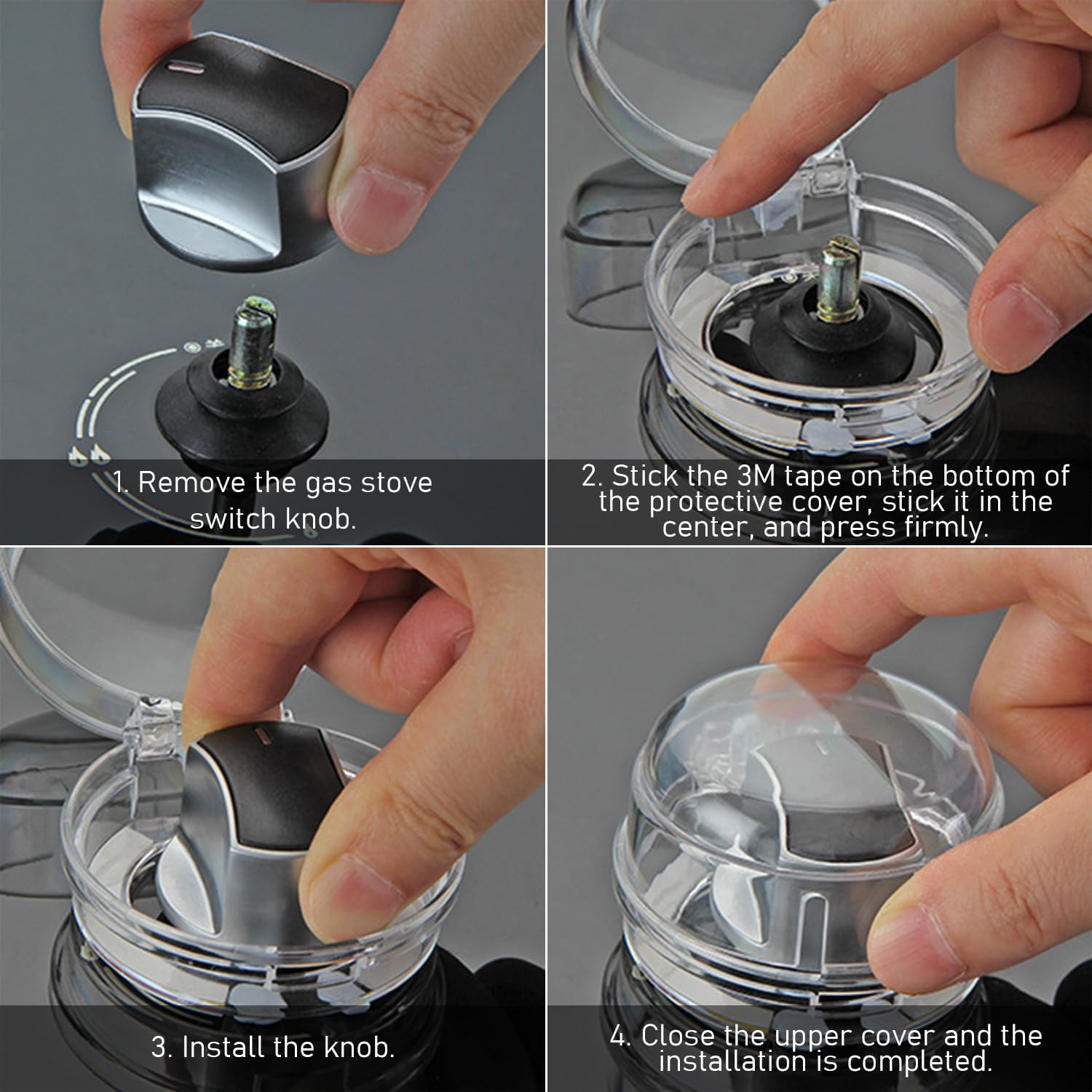 8 Pcs Safety Stove Knobs, Toddler Protection Safety Knobs, Stove Switch Protector Cover, Oven Toddler Safety Cover, Stove Protector Knob, Cookware Protector Swivel Cover (Transparent Color, Black) - Image 3