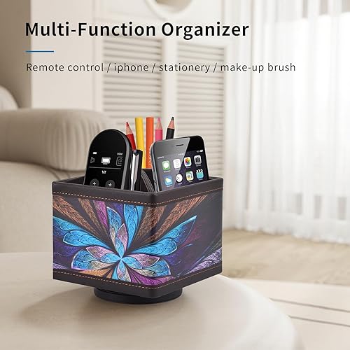 Miniatura 4 de Portalápices cuadrados de cuero giratorio de 360, soporte de control remoto, organizador de escritorio para bolígrafo, controlador multimedia,