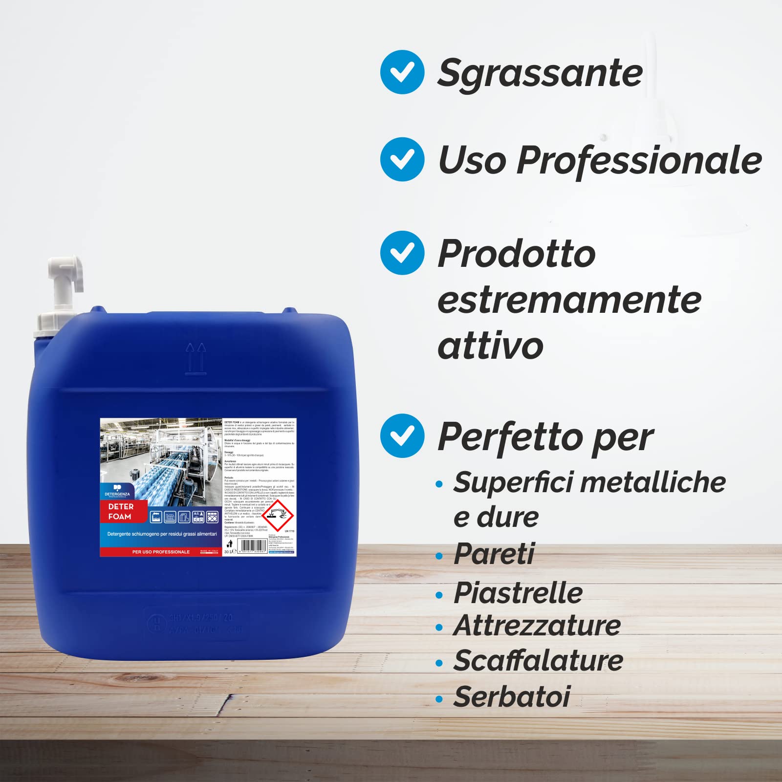 DETERGENTE SCHIUMOGENO per RESIDUI Grassi Alimentari Deter Foam - Tanica da 30 L
