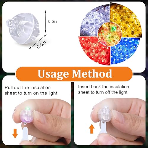 Miniatura 9 de Aogist 100 luces de globo blanco flash con lazo para colgar, mini luces de bola LED para bebidas, mini luz redonda pequeña para linternas de papel,