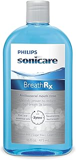 Philips Sonicare BreathRx Antibacterial Mouth Rinse, Blue, Clean Mint, 16 Fl Oz