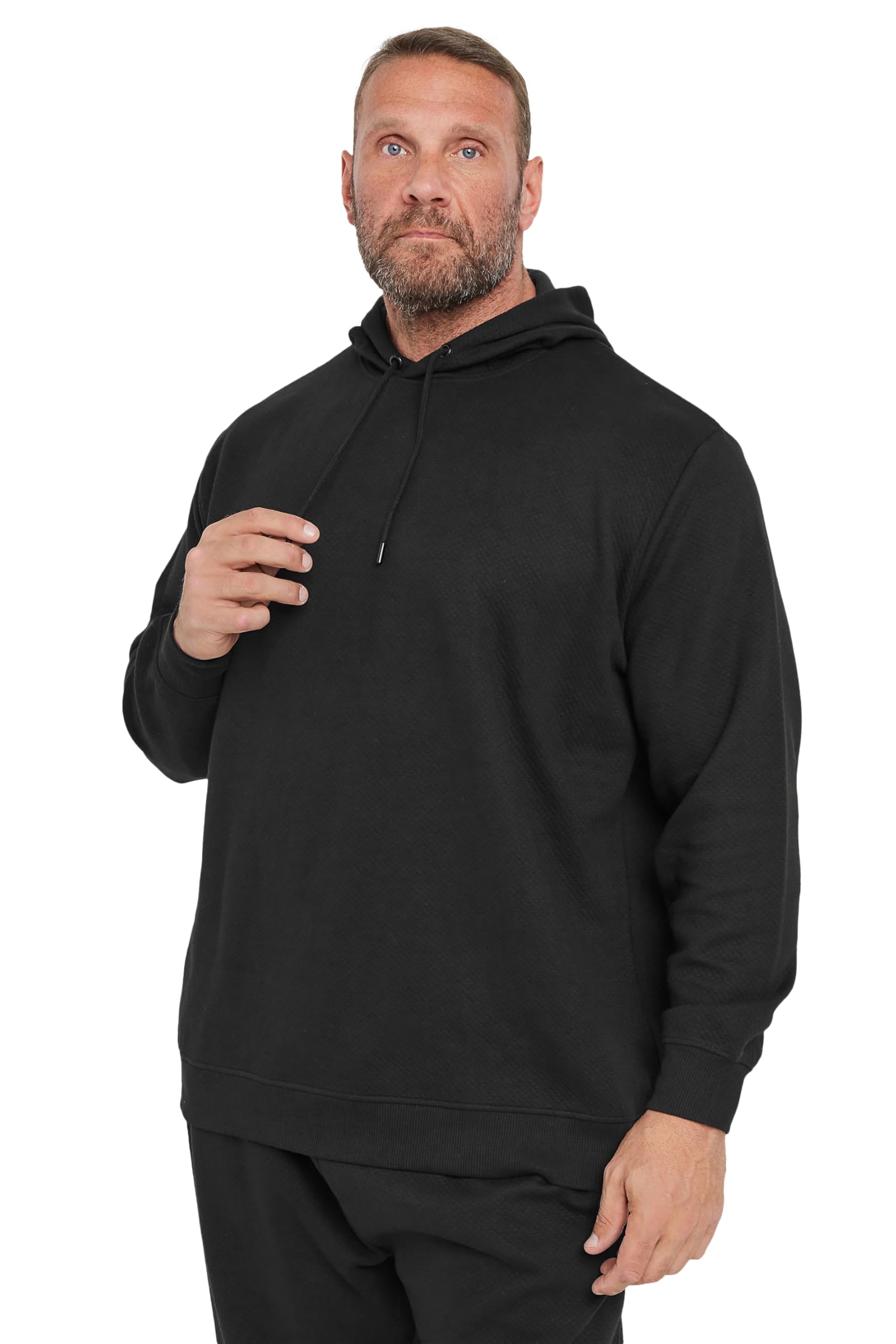 Badrhino Big & Tall Diamond Quilted Hoodie - Black
