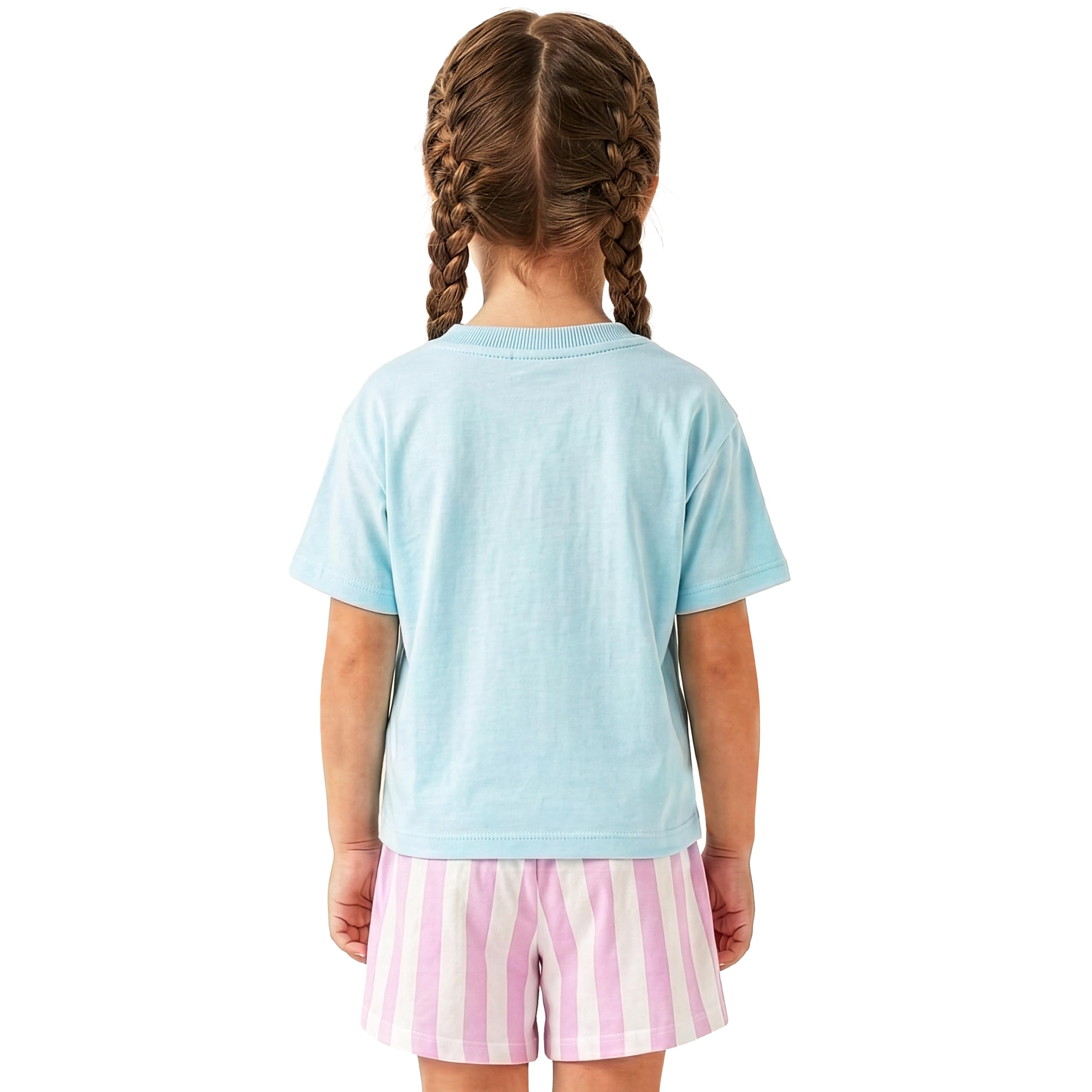 Disney Frozen Pyjama avec Anna Et Elsa, Pyjama Coton Enfant Fille Été avec Short Rayé