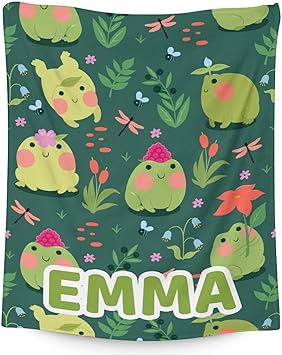 Mercuryelf Custom Frog Throw Blanket - Soft, Fuzzy & Warm - 60x80 Inches Flannel Blankets for Bed, Couch - Dark Green Cute Throws Gift for Adults