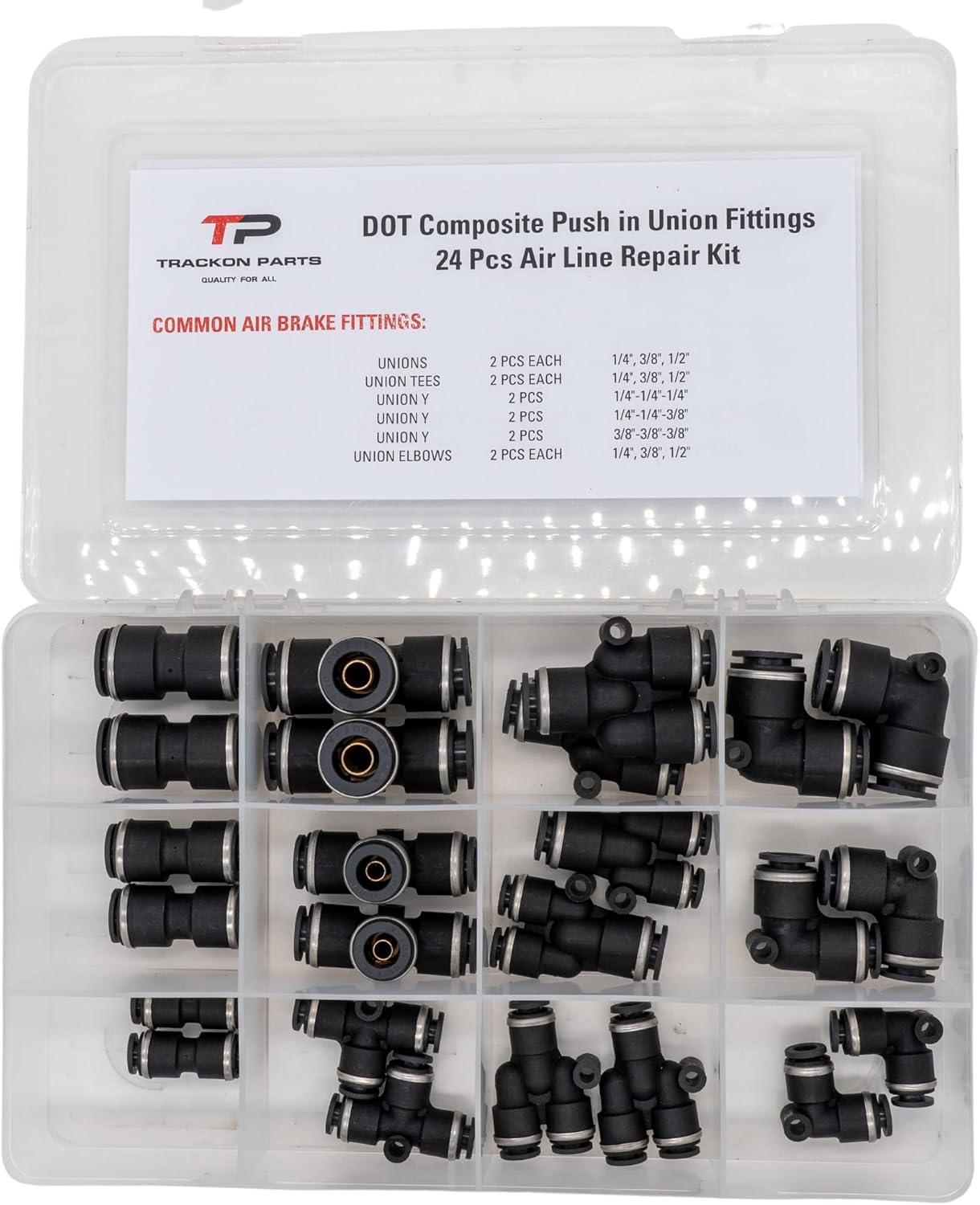 Buy DOT Composite Push in Union Fittings, 24 Pcs Air Line Repair Kit with Nylon Tubing Air Brake