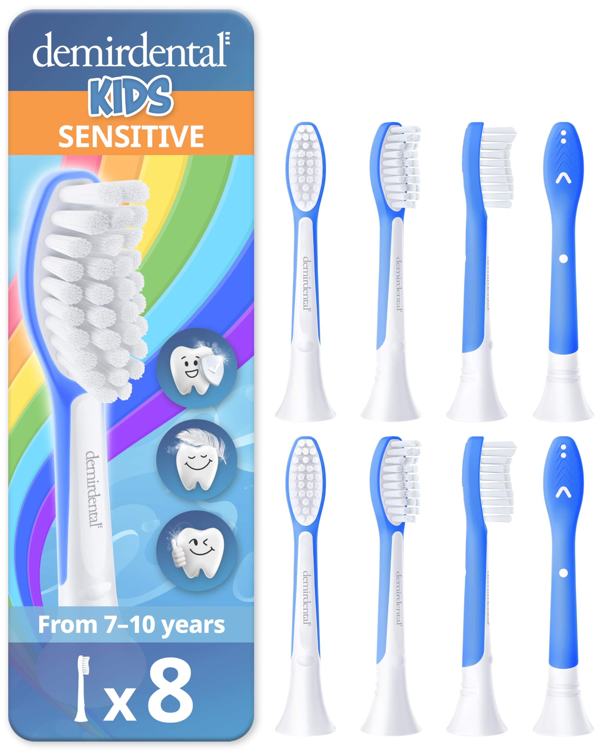 demirdental Kids Toothbrush Heads Compatible with Philips Sonicare Kids Toothbrush Heads - Replacement Heads Sensitive - Brush Heads from Ages 7 to 10