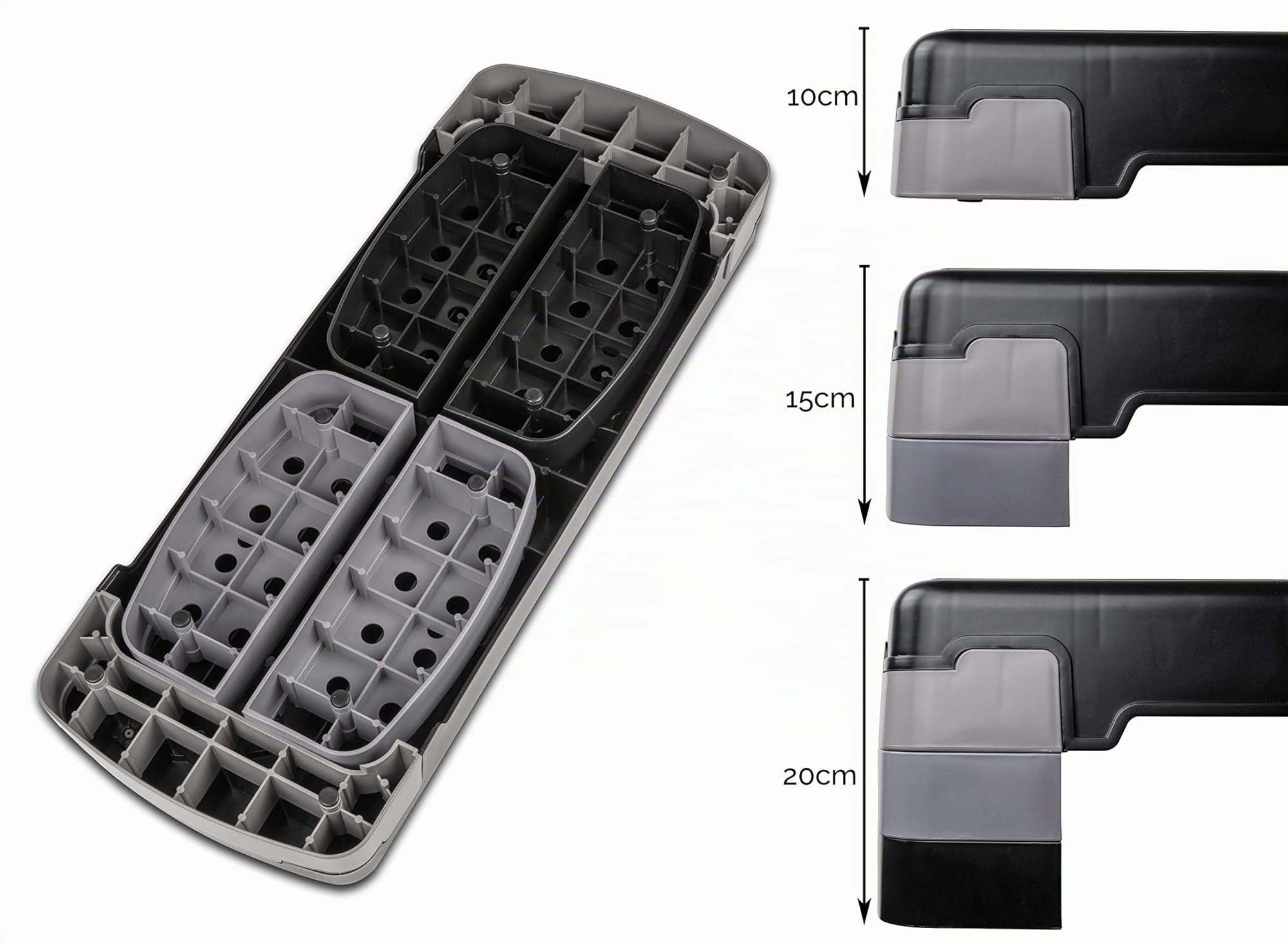 POWRX Step fitness/aérobic XL (80 x 30 cm) - Idéal pour les exercices à la maison et au gymnase - Hauteur ajustable et surface antidérapante