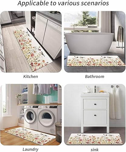 Miniatura 6 de Tapete de baño antideslizante con diseño de flores de otoño, para baño, de secado rápido y absorbente, de tierra de diatomeas, para ducha, fregadero