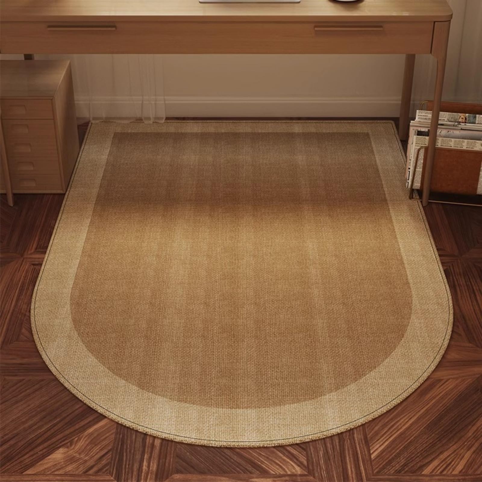 Odot Tappeto Sedia Ufficio Gaming Studio Semicerchio Tappeto Salvapavimento Antiscivolo Protettore del Pavimento Tappetino per Sedia Ufficio con Ruote per Parquet Piastrelle (Cachi,120x180cm)