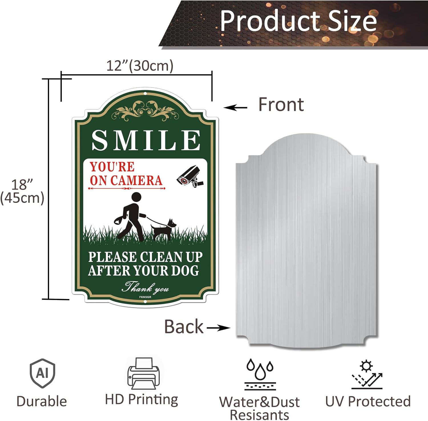 Clean Up After Your Dog Sign 2 Pack, 12 x 18 inches Rust Free .040 Aluminum Pool Sign, UV Protected, Fade Resistant