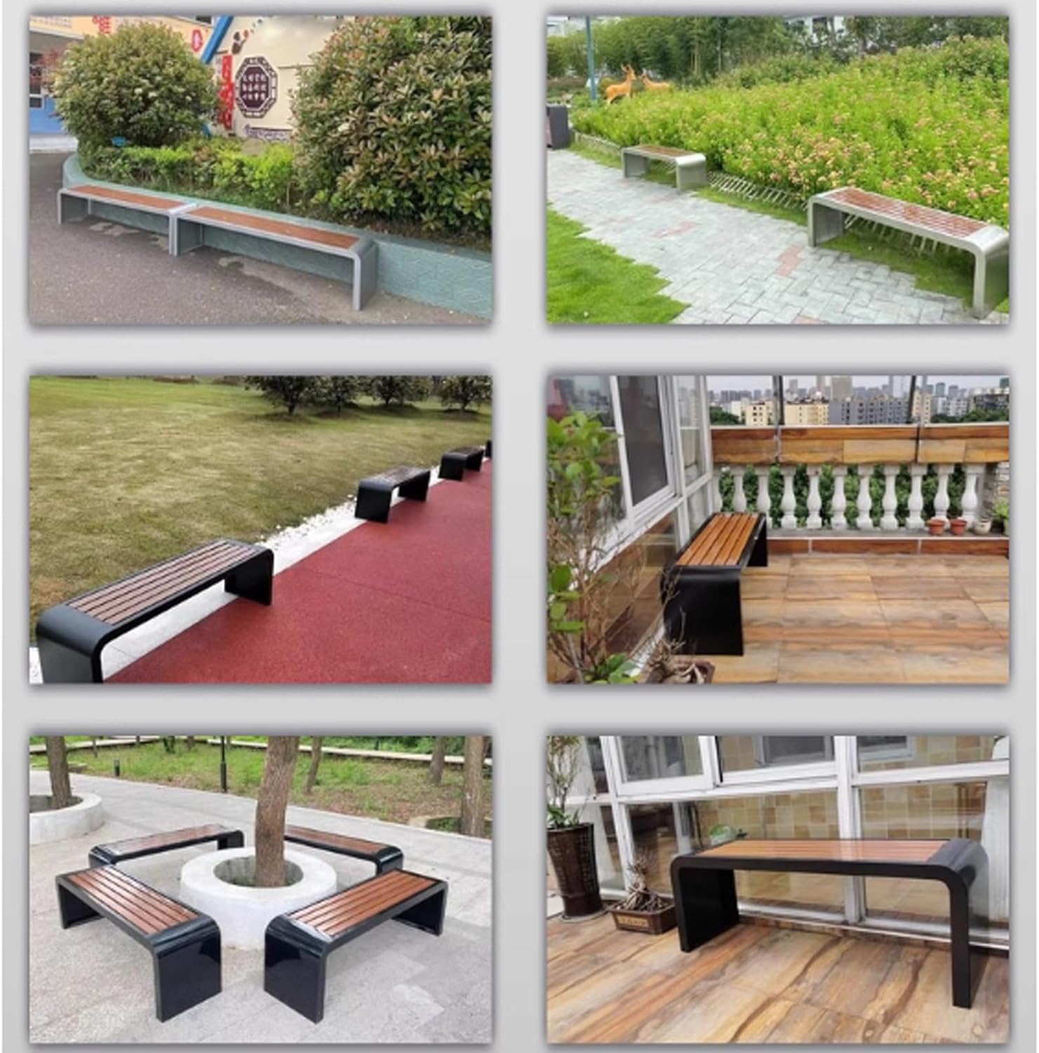 Patio Garden Bench, Galvanized Pipe Plastic Wood Design Park Bench, Rounded Corner Design Elegant Loveseat, for Outdoor Garden, Backyard, Lawn, Porch, Path (Color : Orange, Size : 39.3in/100c