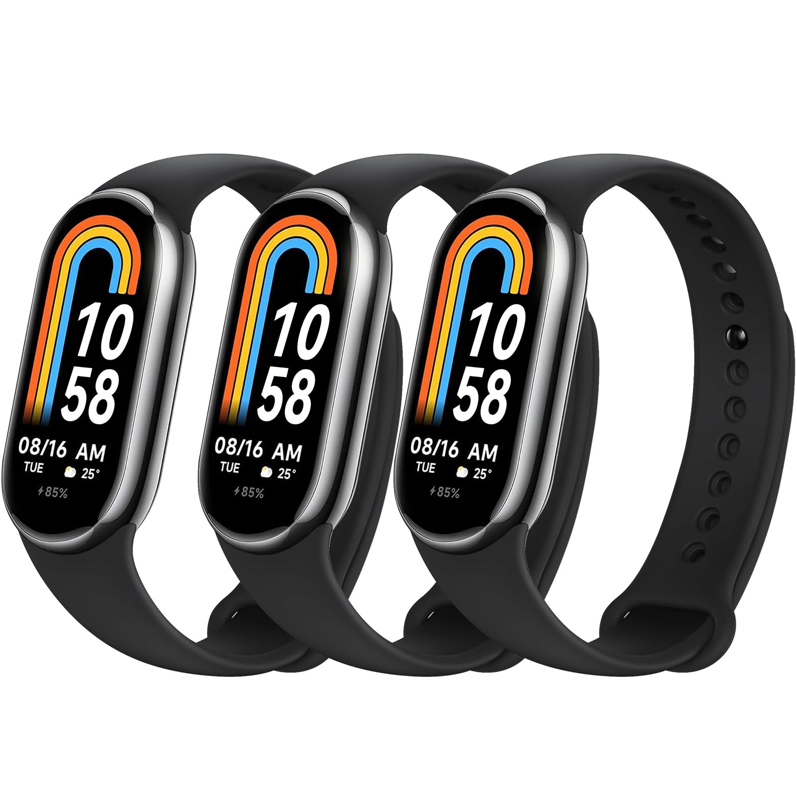 Higgs 3 Pezzi Cinturini Compatibile con Cinturino Xiaomi Mi Band 8/Mi Band 8/Xiaomi Mi Band 9/Mi Band 9 per Donna e Uomo, Cinturino Remplacement Sportivo Silicone Morbido Traspirante