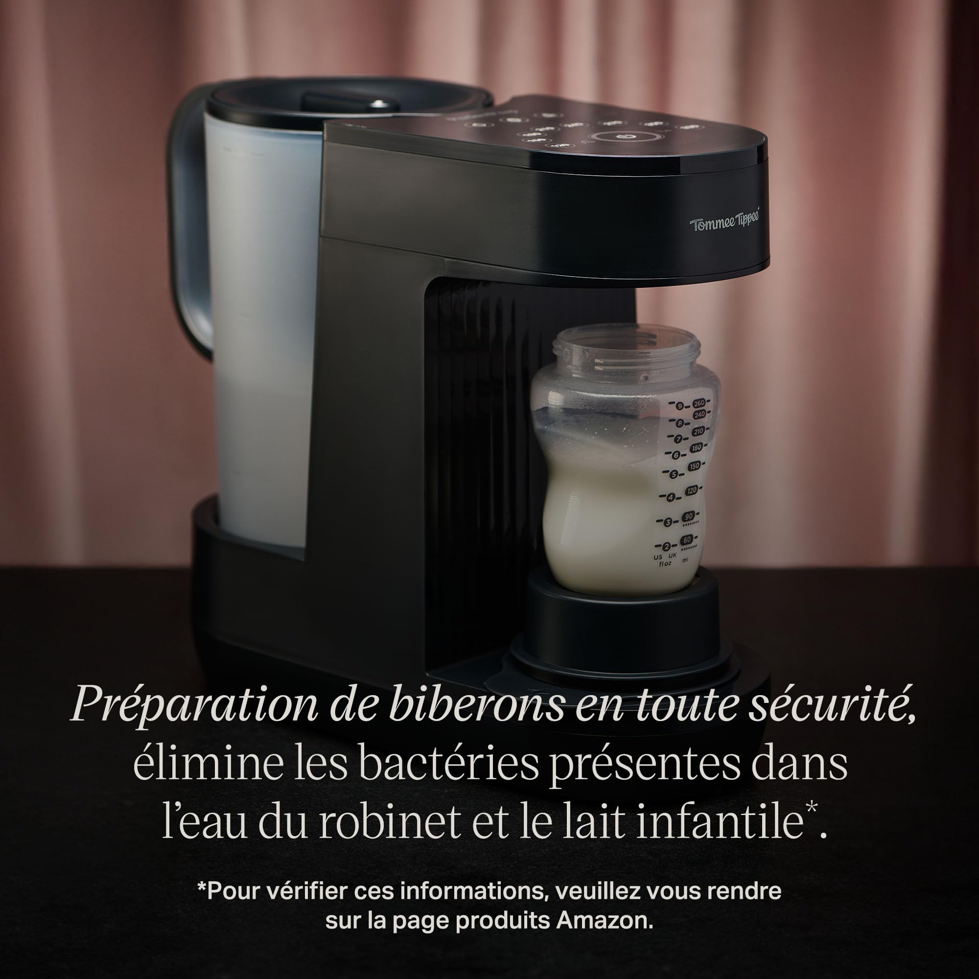 Tommee Tippee Perfect Prep, Préparateur de Biberons, Prépare un Biberon de Lait Infantile en 90 Secondes*, de Jour Comme de Nuit, avec Filtre à eau Antibactérien et Application Connectée