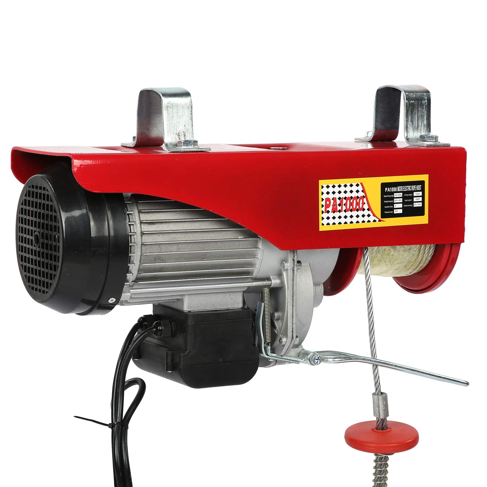 Paranco Elettrico da 1800 W, Argano per Cavo Elettrico Paranco di Sollevamento a Linea Singola Modalità di Sollevamento a Doppia Linea 18 Metri Fune in Acciaio Carico (Spina UE