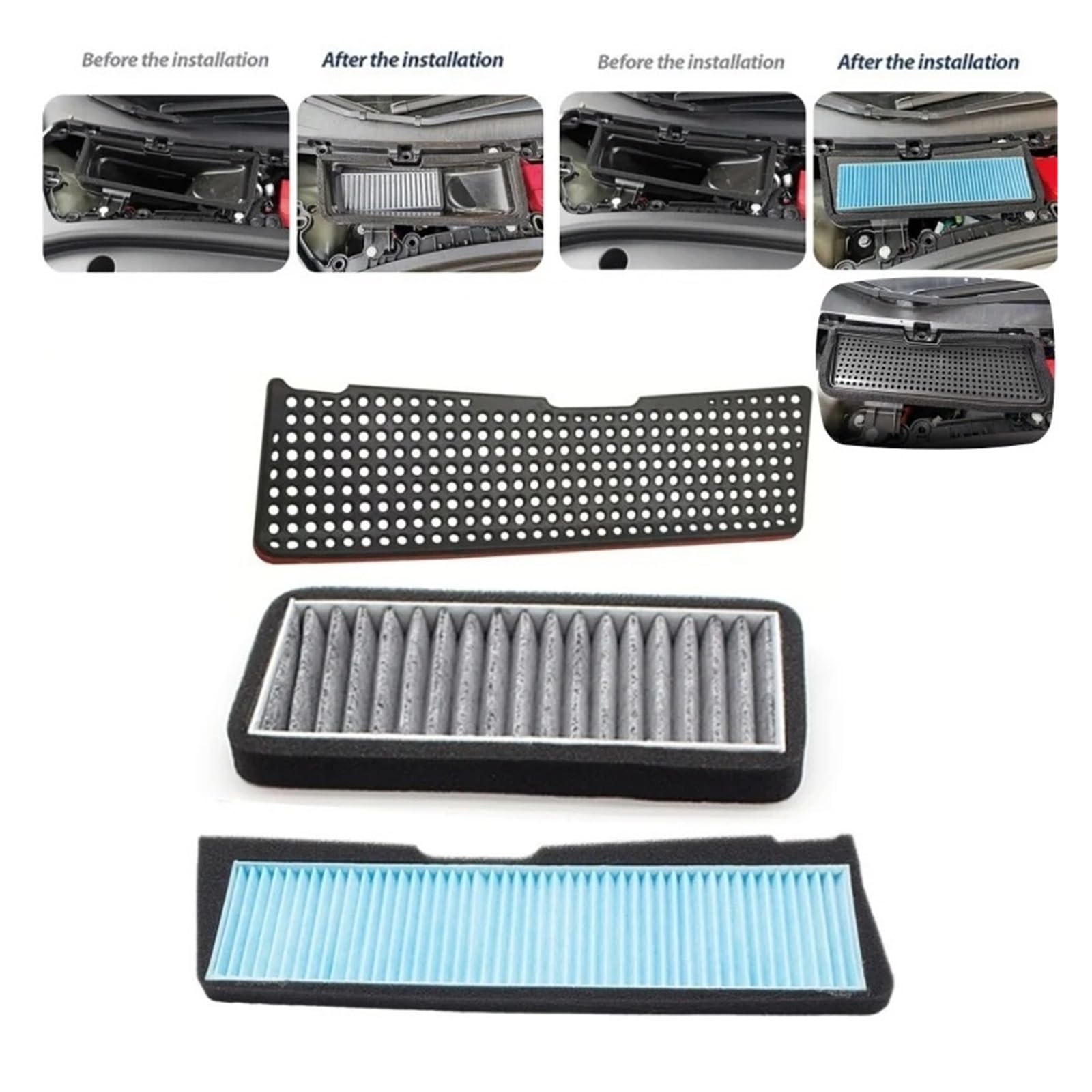 Para Tesla Para Modelo Para 3 2021-2023 Filtro De Aire Entrada Automática Elemento Externo Filtro de aire para coche(3Pcs a set)