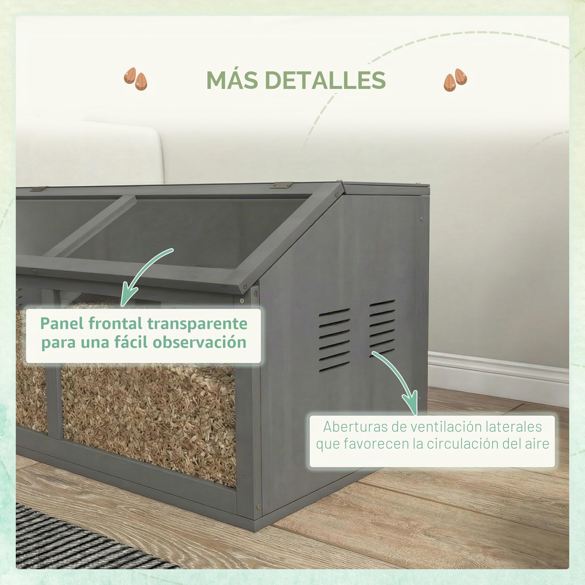 PawHut jaula de madera para hámsters jaula para animales pequeños, con puente colgante, escaleras, caseta, 85 x 45 x 44 cm para roedores con puerta superior, para hámsters enanos, gris oscuro