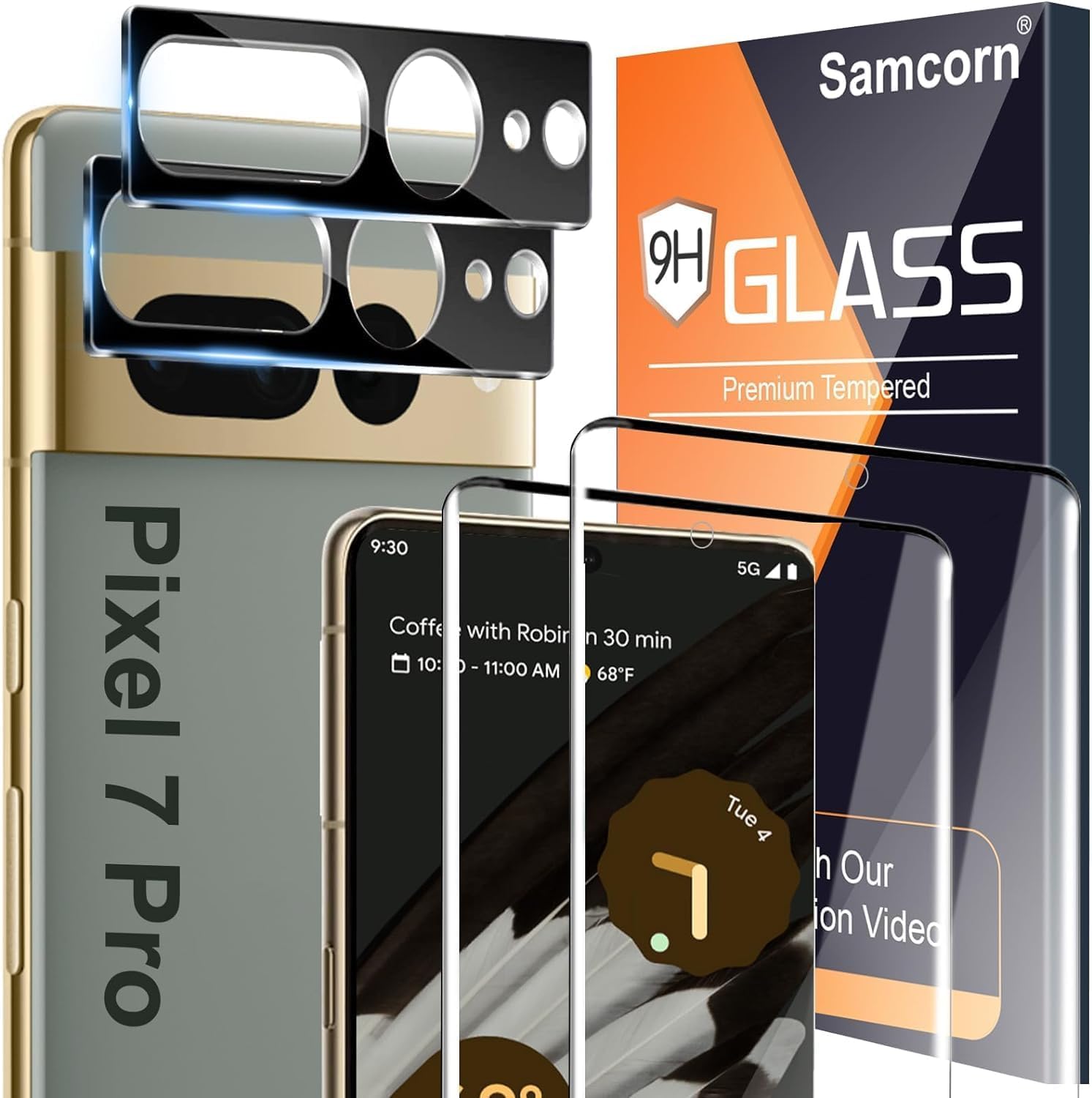 [2+2 Pack] for Google Pixel 7 Pro Screen Protector, 9H Tempered Glass, Ultrasonic Fingerprint Compatible, 3D Curved, HD Clear Scratch Resistant for Google Pixel 7 Pro 5G Glass Screen Protector