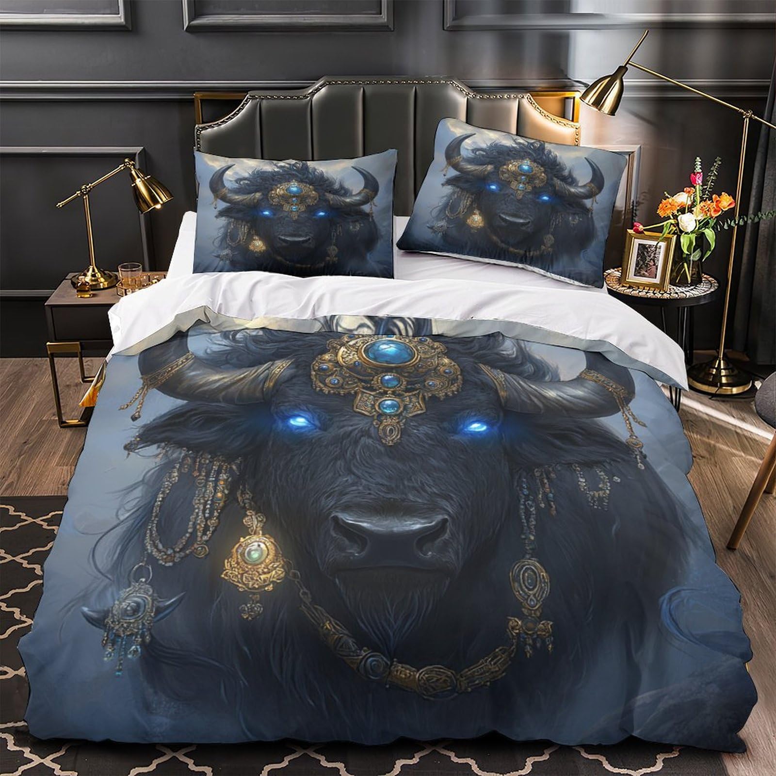 Housse de couette fantastique en microfibre résistante avec imprimé Taureau 3D