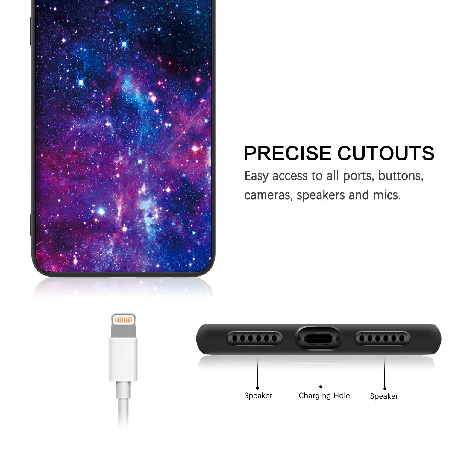 Yonds Queen For IPhone SE Case 2022 (3rd Gen) - Cool Cartoon Astronaut Space Cute Design Soft TPU Protective Shockproof Case (Black Telescope, IPhone 7/8/SE3