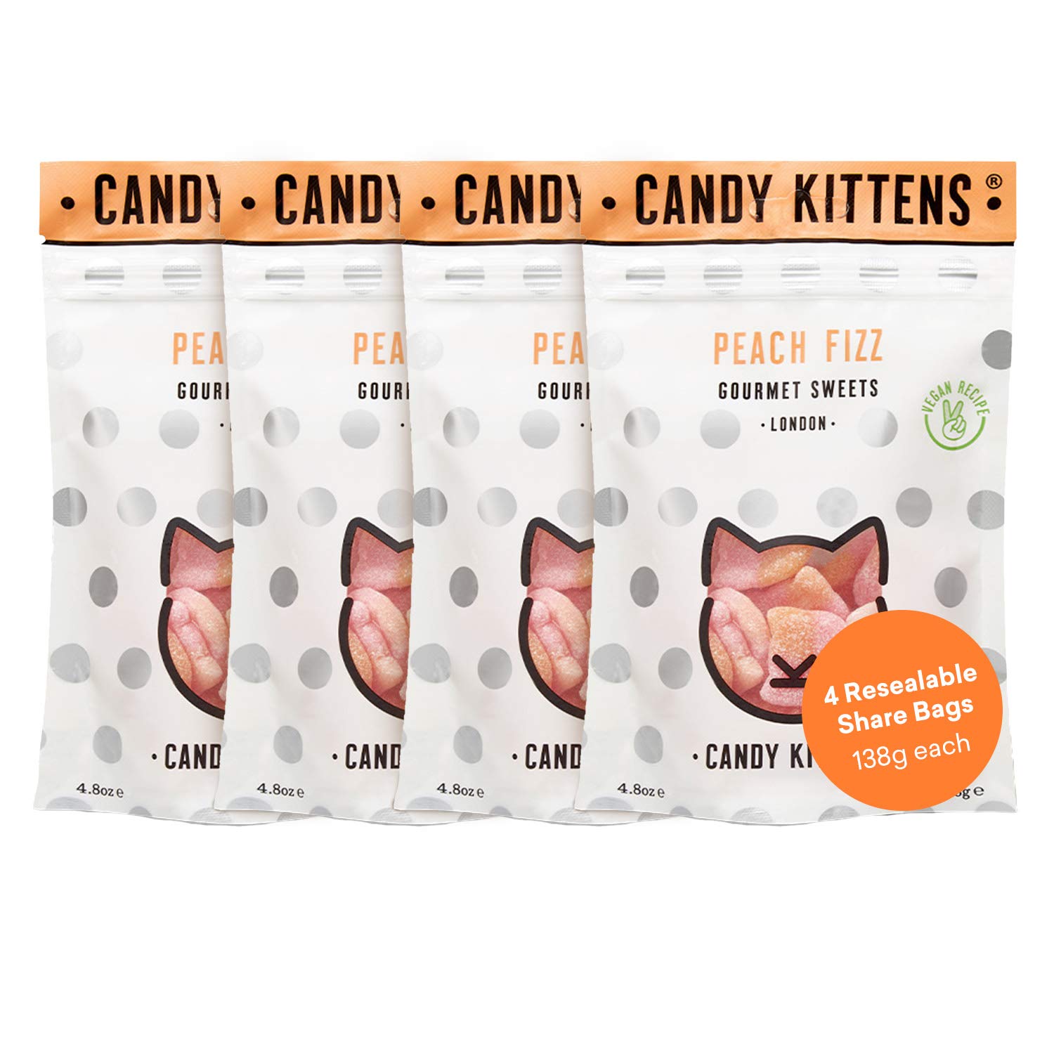 Buy Candy Kittens Peach Fizz Vegan Sweets Palm Oil Free, Natural