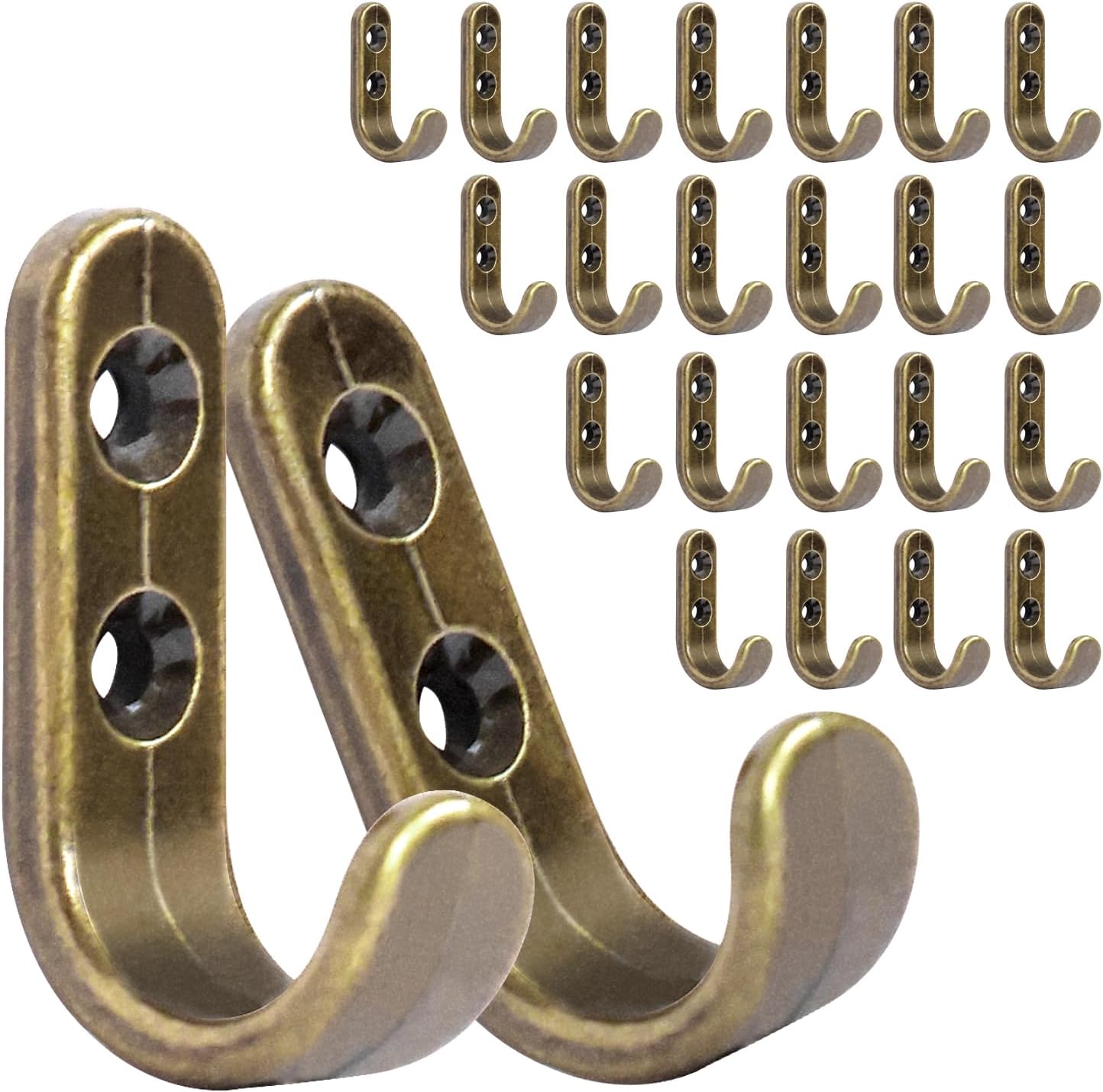 Homanu 24PCS Zinc Coat Hooks, Metal Single Prong Wall Hooks with 48 Screws, No Rust Black Wall Hooks for Hanging Towel, Coat, Scarf, Bag, Hat, Cup, Key