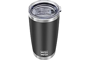 WETOWETO 1 Pack 20 oz Black Stainless Steel Double Wall Vacuum Insulated...
