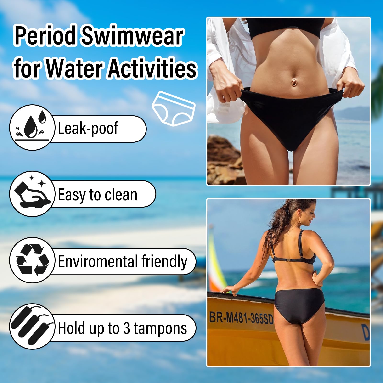 Damski strój kąpielowy menstruacyjny bikini pończochy bikini menstruacyjne stroje kąpielowe dla kobiet i nastolatków majtki menstruacyjne basen bikini menstruacyjne basen bikini basen
